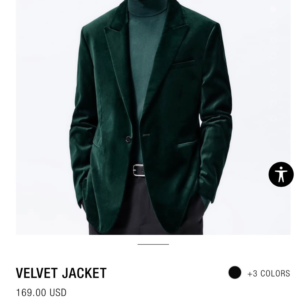 Mens BRAND NEW ZARA Velvet Blazer sz 38R